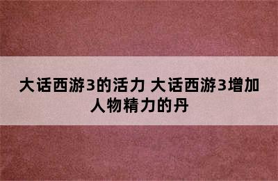 大话西游3的活力 大话西游3增加人物精力的丹